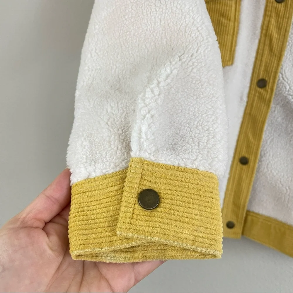 JODIFL‎ Corduroy Trim Button Up Sherpa Jacket Size S Cabincore